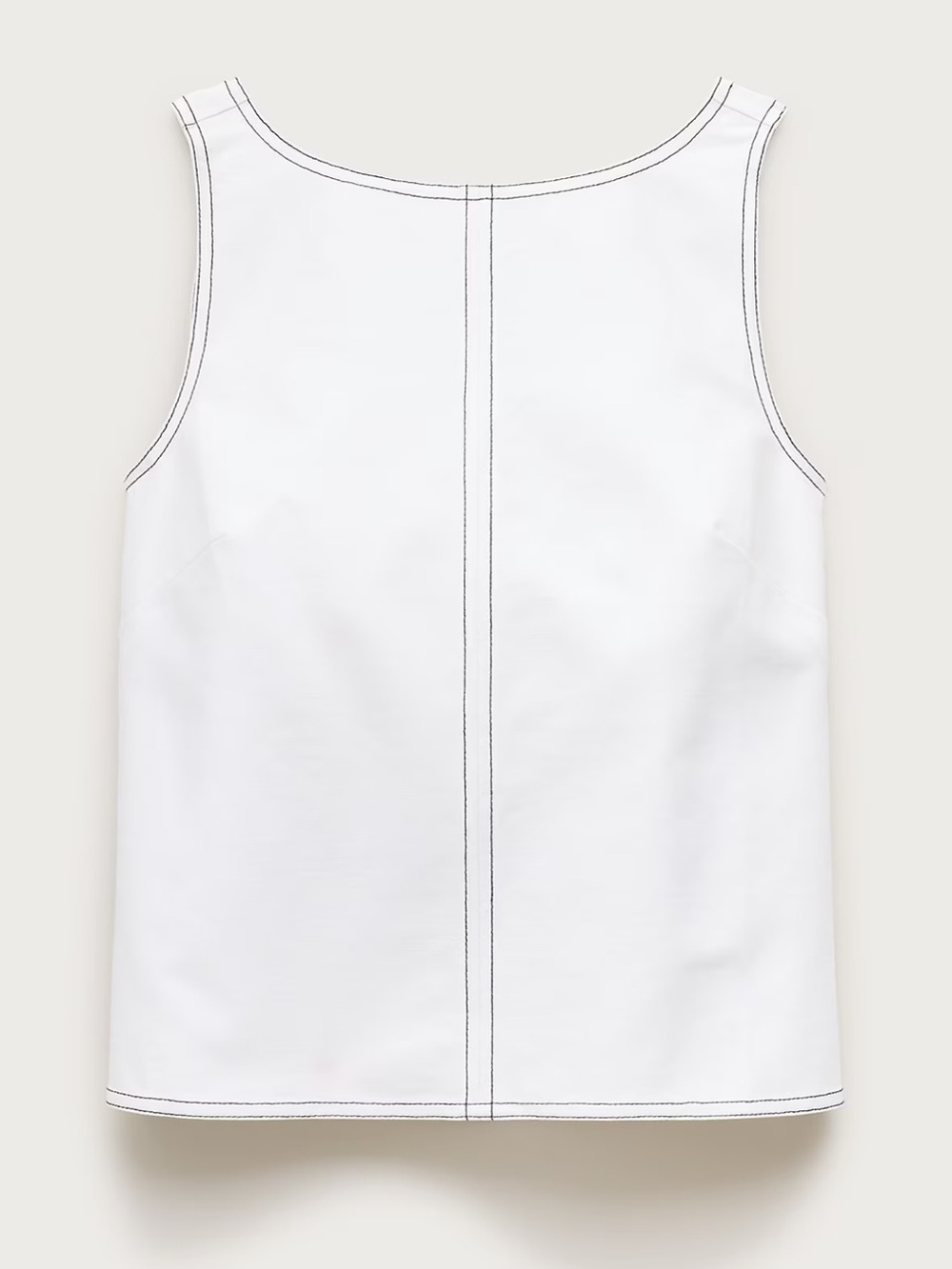J.Crew Contrast Stitch Shell Top in Double Cotton Poplin White Blue Size 4